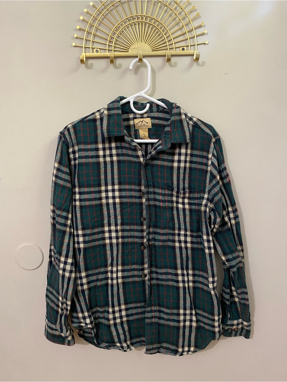 Blue Mountain Men's Green Plaid Button-Down Flannel Shirt